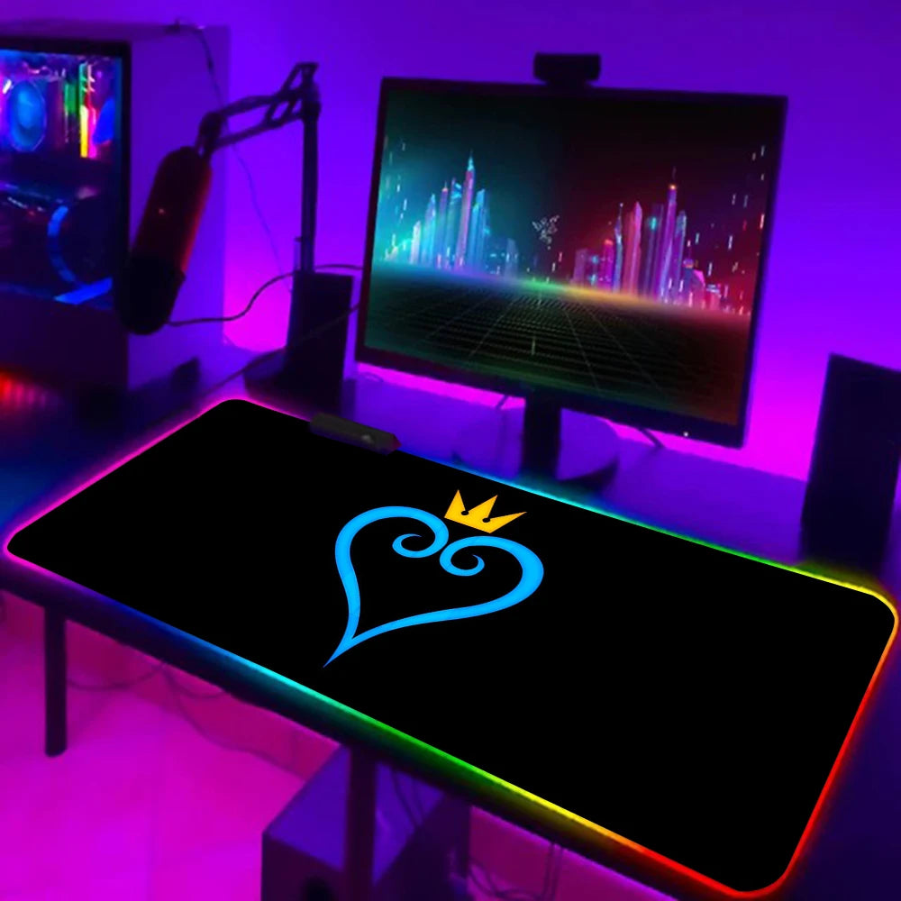 Games Kingdom Hearts RGB Pc Gamer Keyboard Mouse Pad Mousepad LED Glowing Mouse Mats Rubber Gaming Computer Mausepad