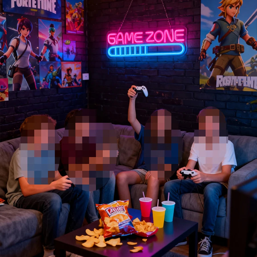 Game Zone Neon Signs for Gamer Room Decor,Gaming Light Neon Sign for Gaming Wall Decor,Led Neon Gaming Sign for Gamer Gifts Boys