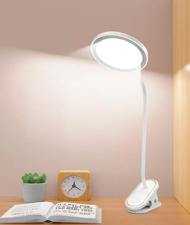 LED Reading Book Light USB Rechargeable Table Lamp With Clip Bedside Reading Light Touch 3 Modes Dimming Eye Protection Lights