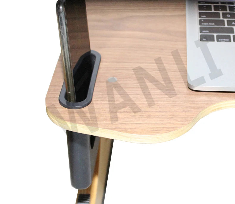 Desktop computer stand, portable and foldable stand, multi-functional reclining desk, made of wood, 360° adjustable laptop stand