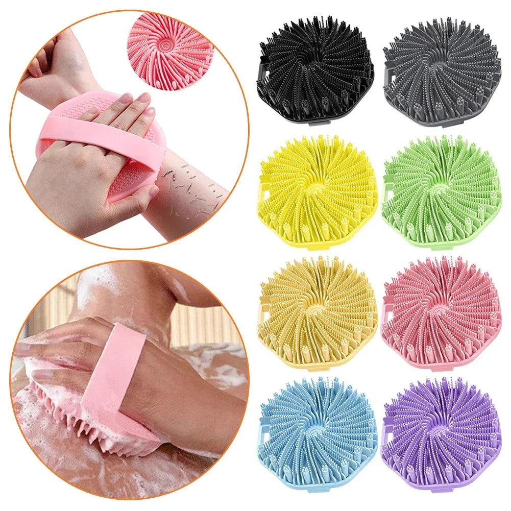 Silicone Body Scrubber Shower Brush Exfoliating Shower Scrubber with Non-Slip Hand Strap Silicone Body Buffer for Use in Shower