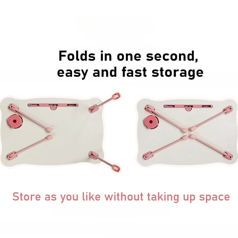 Small Foldable Laptop Desk with Cup Holder Card Slot Cute Bear Bed Desk Anti-slip Waterproof Tatami Table for Dormitory Student