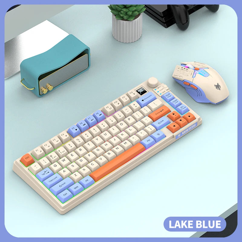 Dual Modes Gaming Keyboard Mouse Combos Computer Laptop Backlight Gamer Kit LED Wireless Usb Keyboard with Display Screen & Knob