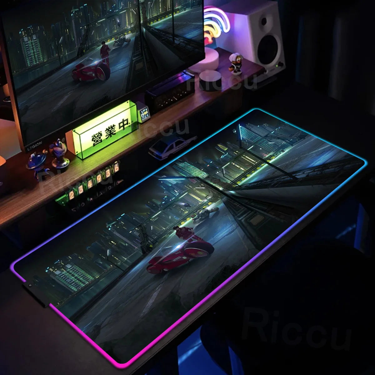 RGB Gaming Mouse Pad Anime AKIRA Keyboard Mousepad Large Computer LED Backlit Deskmat Xxl Gamer Decoracion Lock Edge Thicken Rug