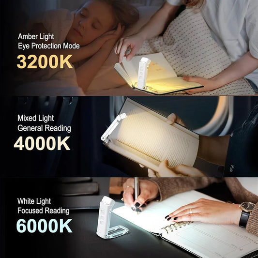 Reading Light Book Lights for Reading in Bed Rechargeable Reading Lamp with 3 Color Mode 5 Brightness for Kids Nighttime Readers