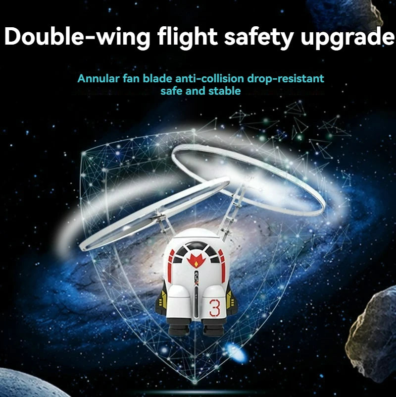 Levitating Luminous Flying Robot Astronaut Toy Aircraft Hand-Controlled Drone Interactive with Lights Outdoor Toys for Kids Gift