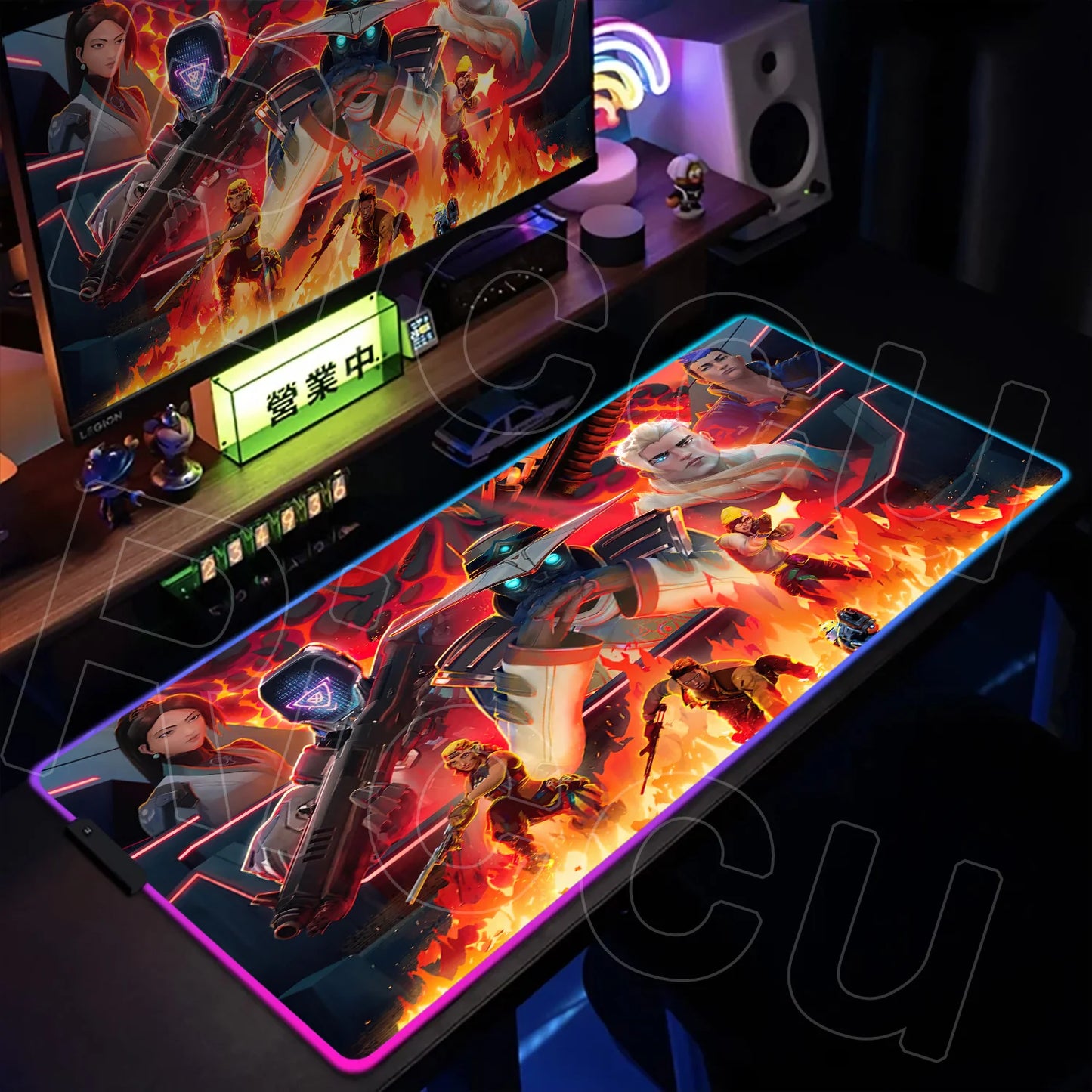 RGB Mouse Pad Gaming Valorant Computer Mice Mat Gamer Led Glowing Keyboard Mausepad 30x80cm PC Cabinet Carpet Office Accessories