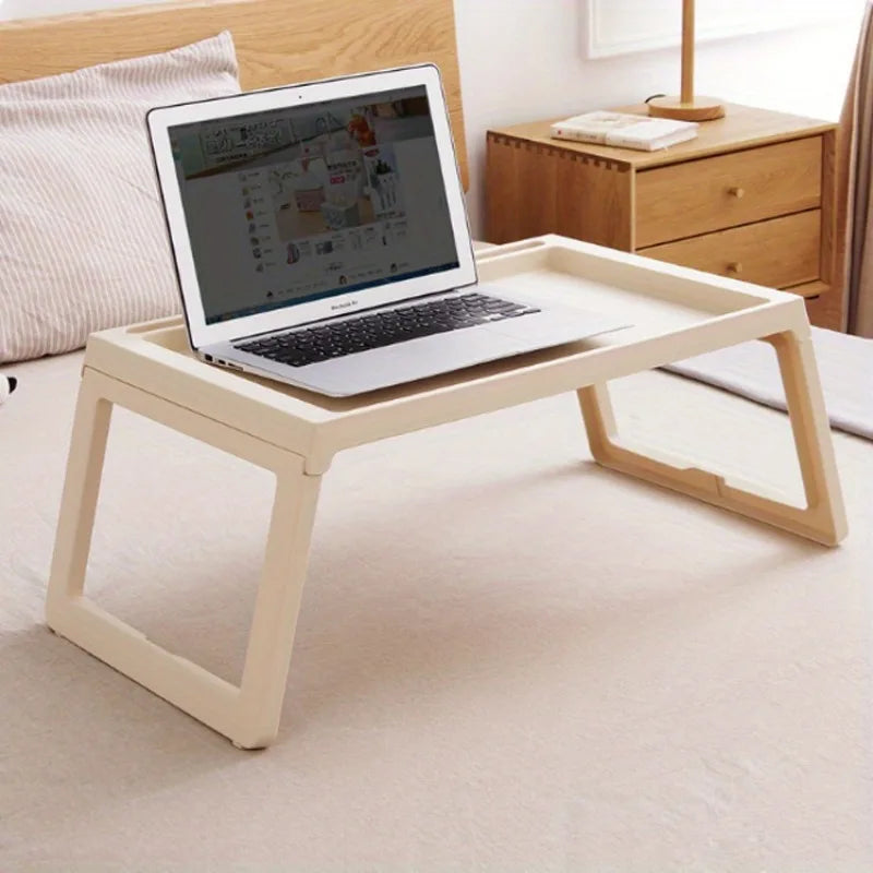 Multi-function Foldable Laptop White Desk with Stabilizing Legs, Portable Study Table for Bed Office, Household Desks Furniture