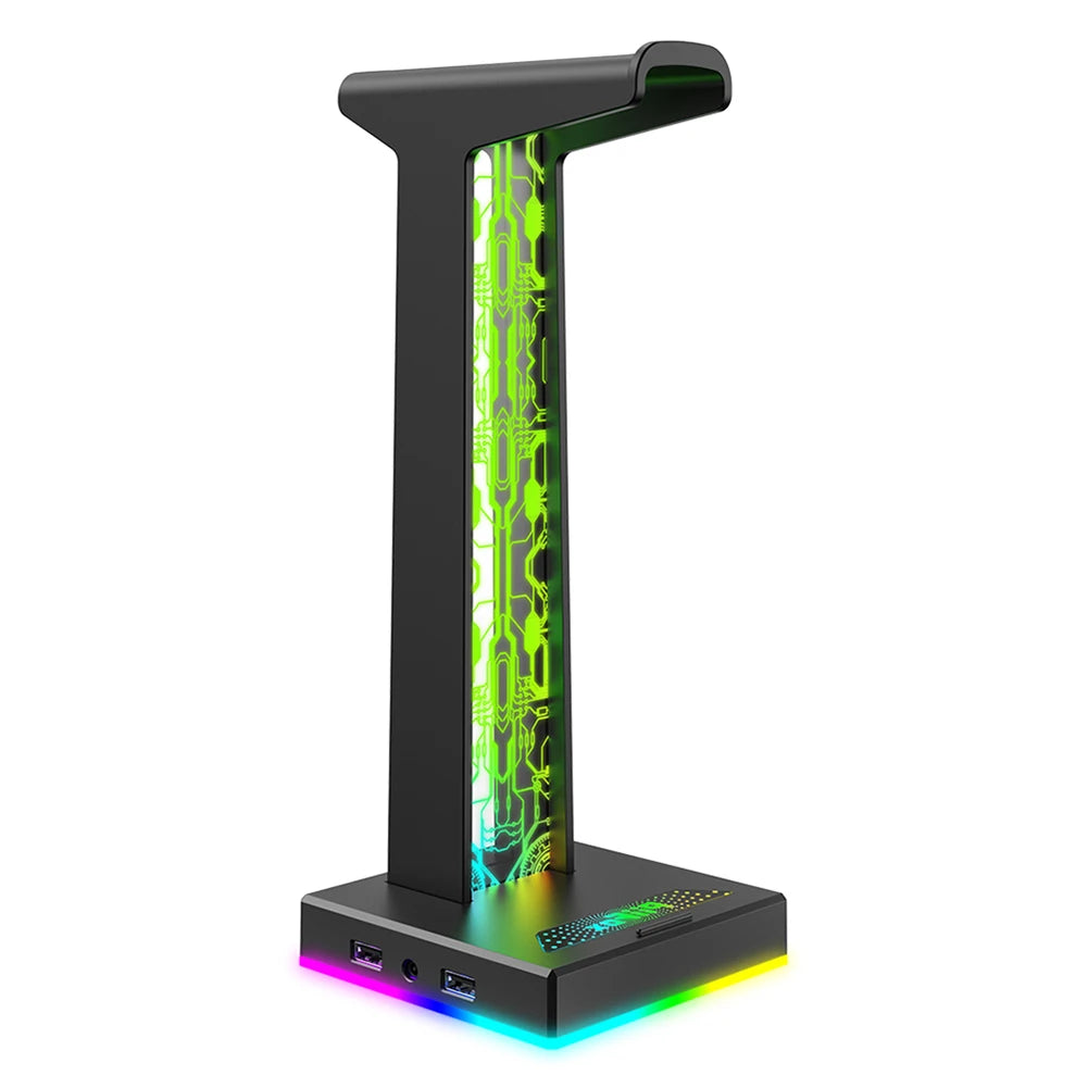 Desktop Gaming Headset Hanger Bracket RGB Headphone Holder Stand with 2 USB Charger Ports Earphone Rack For PUBG Computer Gamer