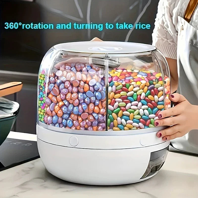 Rotary Dispensing Candy Barrel, Multi-grid Large-capacity Grain Storage Box, Candy, Cereal Food, Large-capacity Storage Barrel