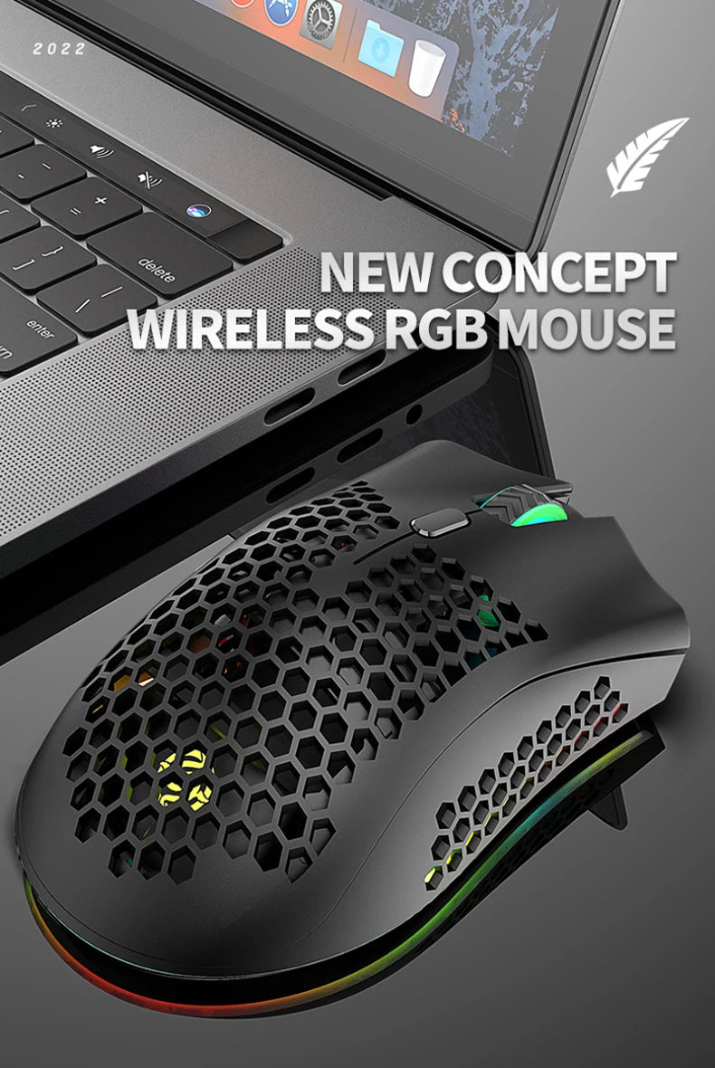 BM600 Rechargeable USB 2.4G Wireless RGB Light Honeycomb Gaming Mouse Desktop PC Computers Notebook Laptop Mice Mause Gamer Cute