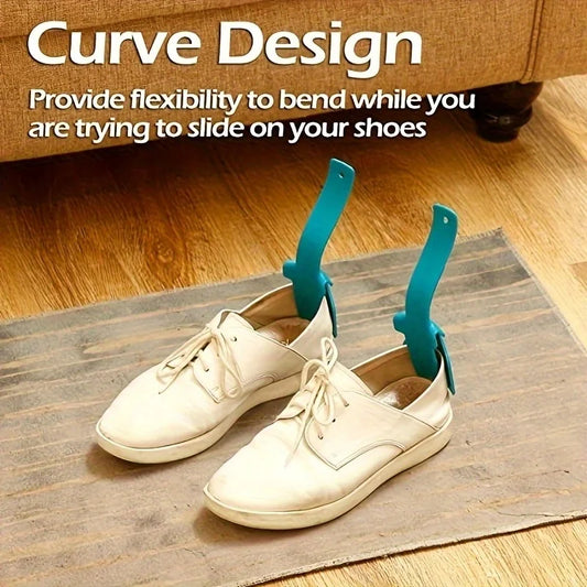 2 pcs/set Lazy Shoes Helper Handled Shoe Horn Shoe Lifting Helper for Seniors Elderly Disabled Plastic Shoehorn Fits All Shoes