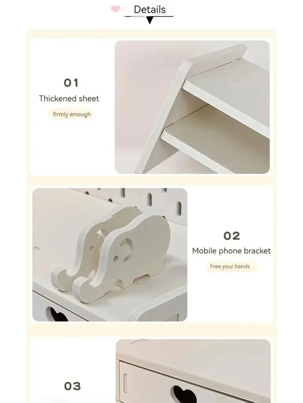 Desktop Storage Drawer Wooden Computer Laptop Elevated Stand with Drawers Creative Dormitory Office Desk Organizer Storage Rack