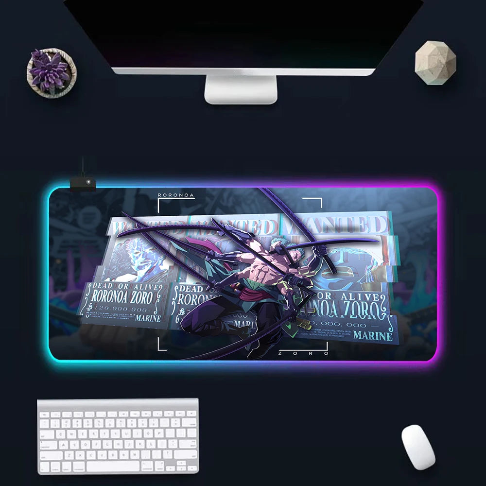 O-One-pieces RGB Pc Gamer Keyboard Mouse Pad Mousepad LED Glowing Mouse Mats Rubber Gaming Computer Mausepad