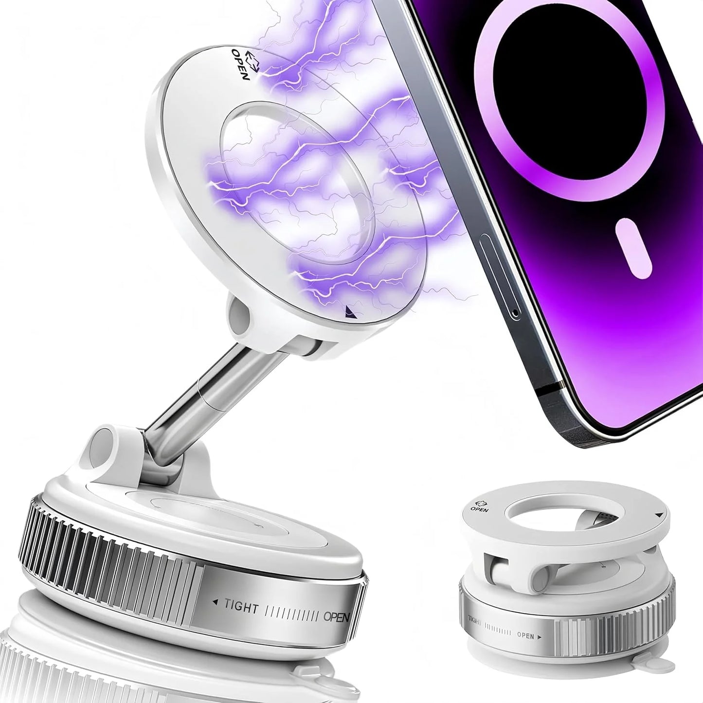 2026 Upgraded 360° Vacuum Magnetic Car Phone Holder for Magsafe [96+LBS Strongest Suction & 2800gf Strongest Magnetic]