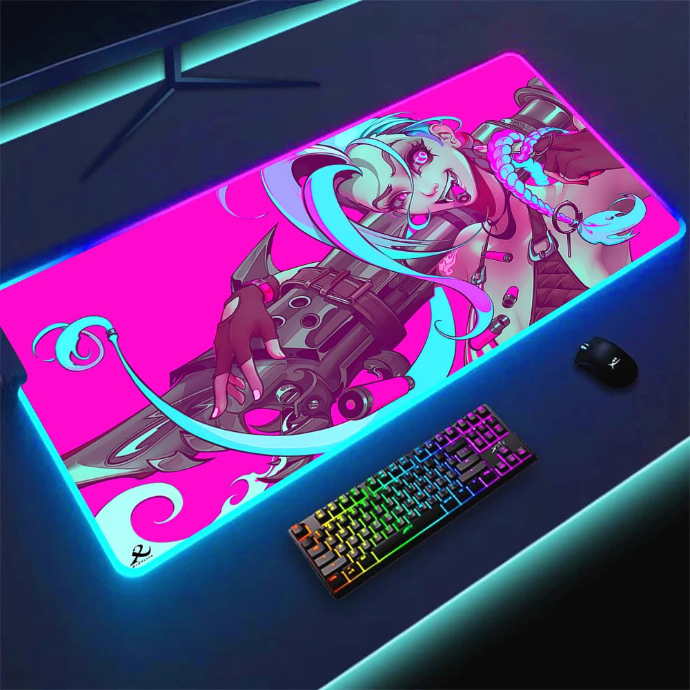 JINX VI RGB Gaming Mouse Pad 900x400mm Anime Arcane Mats League of Legends Gamer Carpet Rug LOL Large Keyboard LED Cool Desk Mat