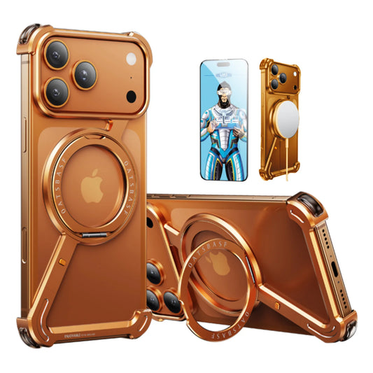 Minimalist Phone Case for iPhone 17 Pro Max & 17Pro Air Case 360° Rotation Kickstand Aluminum Metal Frameless Design Bumper Case