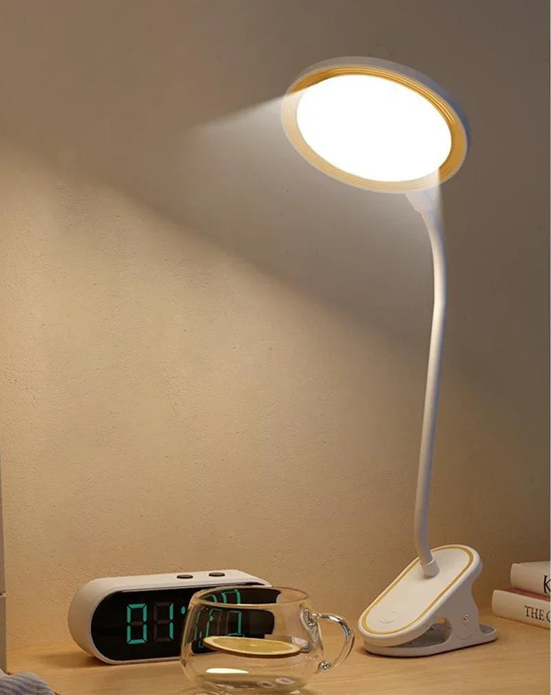 LED Reading Book Light USB Rechargeable Table Lamp With Clip Bedside Reading Light Touch 3 Modes Dimming Eye Protection Lights
