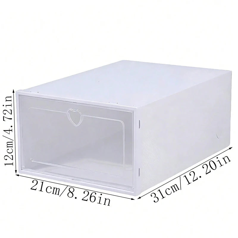 6/12PCS Stackable Shoe Box With Flip Door - Suitable For Family Dormitory, Space Saving Transparent Storage Box