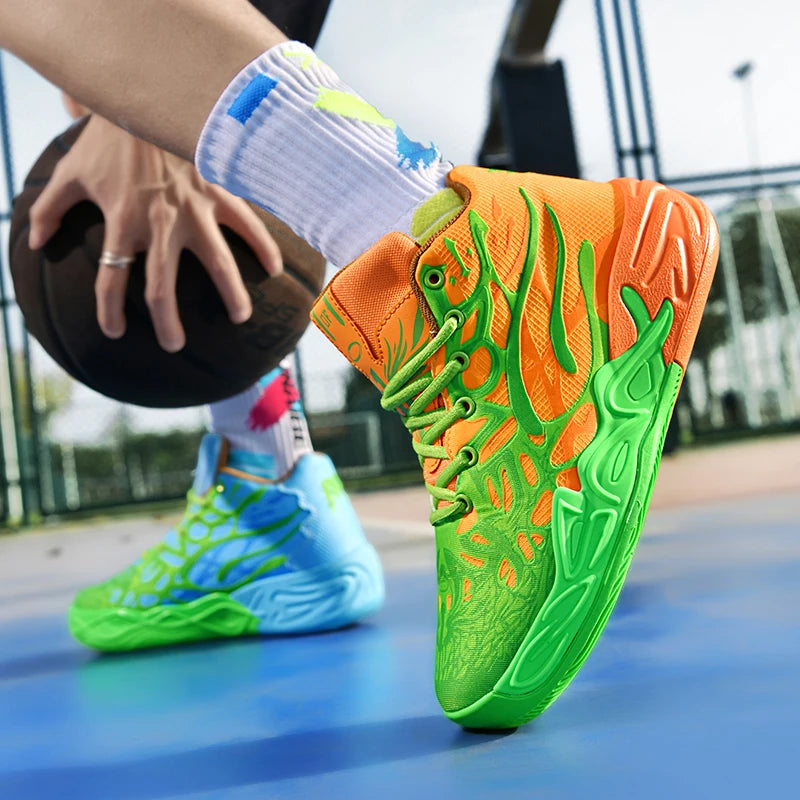 Basketball Shoes for Men Soft Lightweight Training Field Anti Slip Shock-Absorbing Breathable Cofmortable High-top Sneaker Man