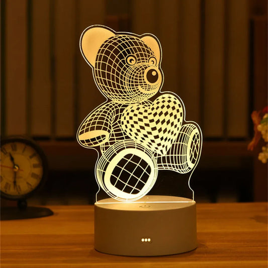Romantic Love 3D Acrylic Neon Sign USB Led Lamp for Home Children's Night Lights Table Lamp Birthday Valentines Day Bedside Lamp