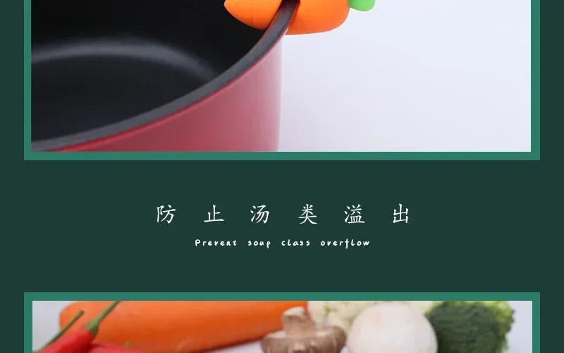 Cute Silicone Pot Lid Anti-spill Rack Heat-resistant Anti-Overflow Stoppers Pot Cover Lifter Holder Creative Kitchen Tool Gadget