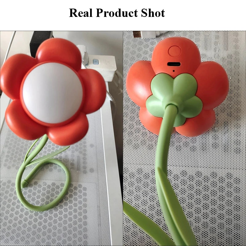 Rose Gift Light Flower Lamp 360° Flexible Portable USB Rechargeable Night Light Red Pink Rose Dimmable Adjustable Bed Light