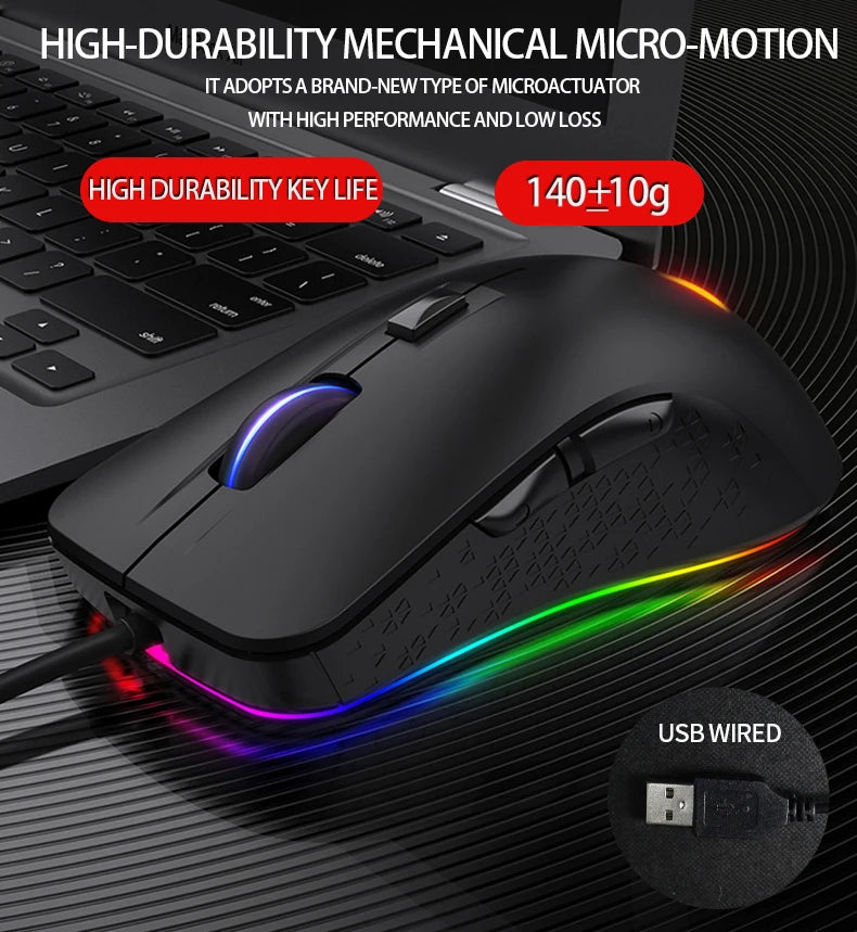 Wired Gaming Mouse Gamer Mouse RGB Backlit Computer Mouse Ergonomic Mause LED Optical USB Mice For PC Laptop