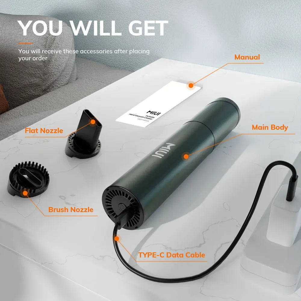 Mini Portable Vacuum Cleaner Cordless Handheld Vacuum with 3 Suction heads Easy to Clean for Desktop Keyboard & Car (USB)