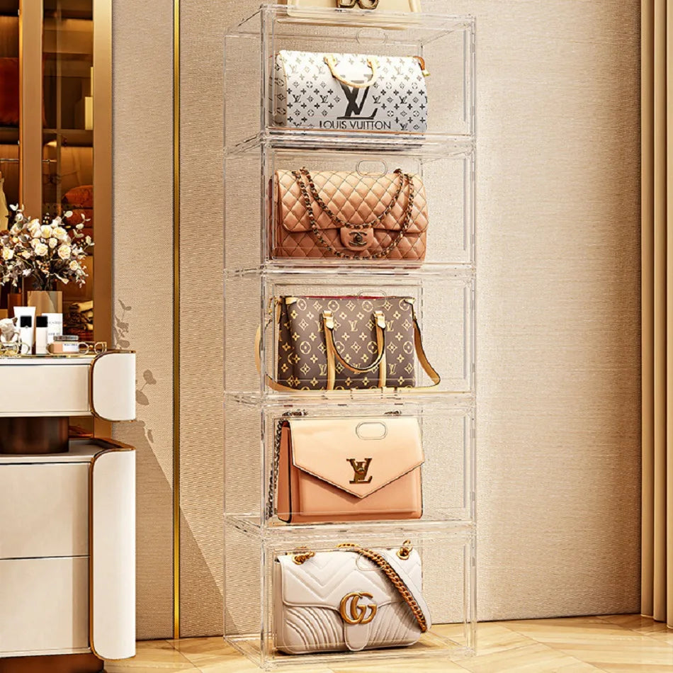 New Thickened transparent acrylic shoe box with magnetic flip cover dustproof shoe storage box multi-layer stackable combination