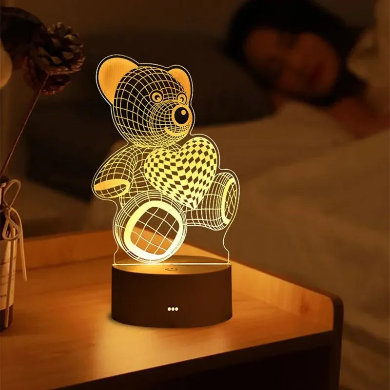 Romantic Love 3D Acrylic Neon Sign Led Lamp for Home Children's Night Lights Table Lamp Birthday Valentine's Day Bedside Lamp