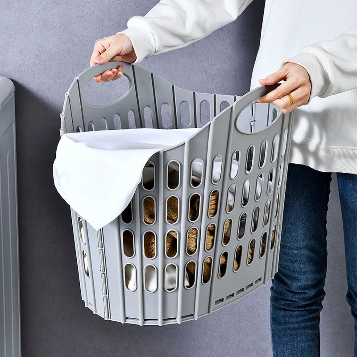 Modern Foldable Laundry Basket – Large-Capacity, Portable & Durable, Home Bathroom Dirty Clothes Storage