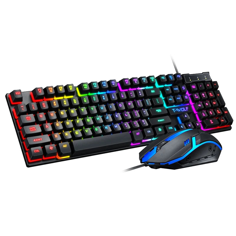 104 Keys Computer Mouse Keyboard Combo Colorful Blacklight Gaming USB Wired Keyboard And Mouse Set