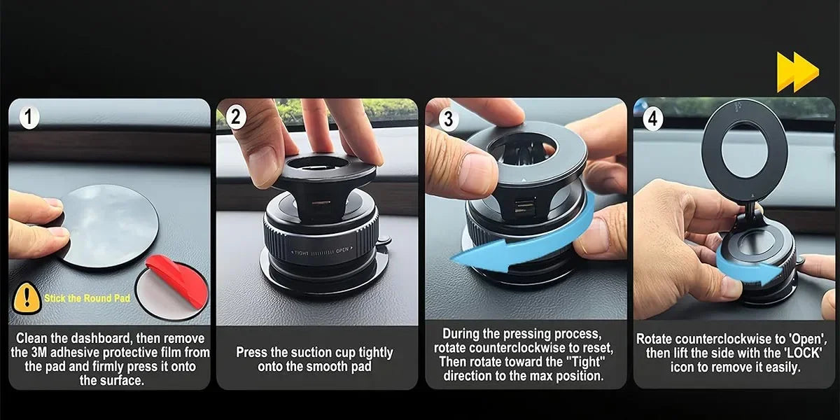 360° Foldable Vacuum Magnetic Phone Holder, Magnetic Car Phone Mount, Hands-Free Suction Cup Phone Holder for Smooth Surface