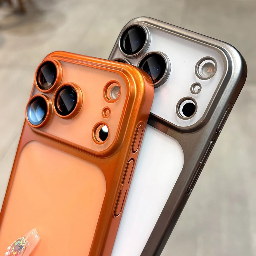 Luxury Matte Hard PC Ultra Slim Case for iPhone 17 Pro Max 16 15 14 13 Plating Camera Film Protector Frosted Shockproof Cover