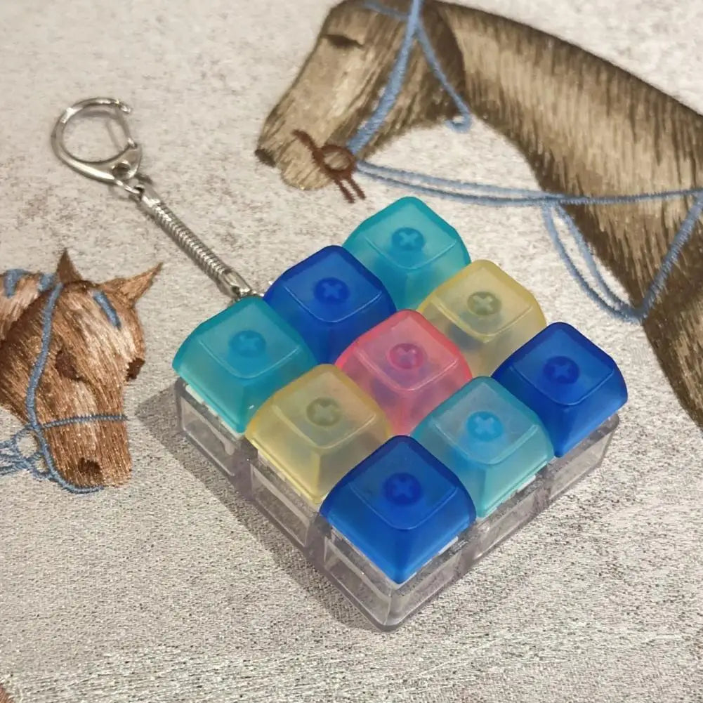 New Fidget Keychain DIY Keyboard Fidget Keychain Keys Button Relief Stress Finger Keyboard Cap 4/9Keys Pass The Time Clicker Toy