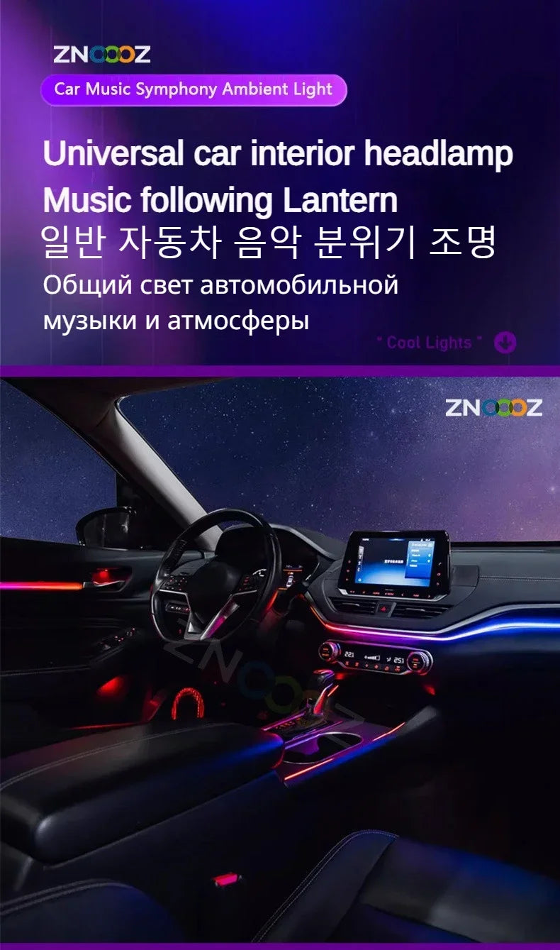 RGB 22in1 Car Interior Acrylic Car Ambient Lights for Audi A3 A4 A5 A6 A7 A8 Q3 Q5 Q7 Q8  Decorative Lights Car Accessories