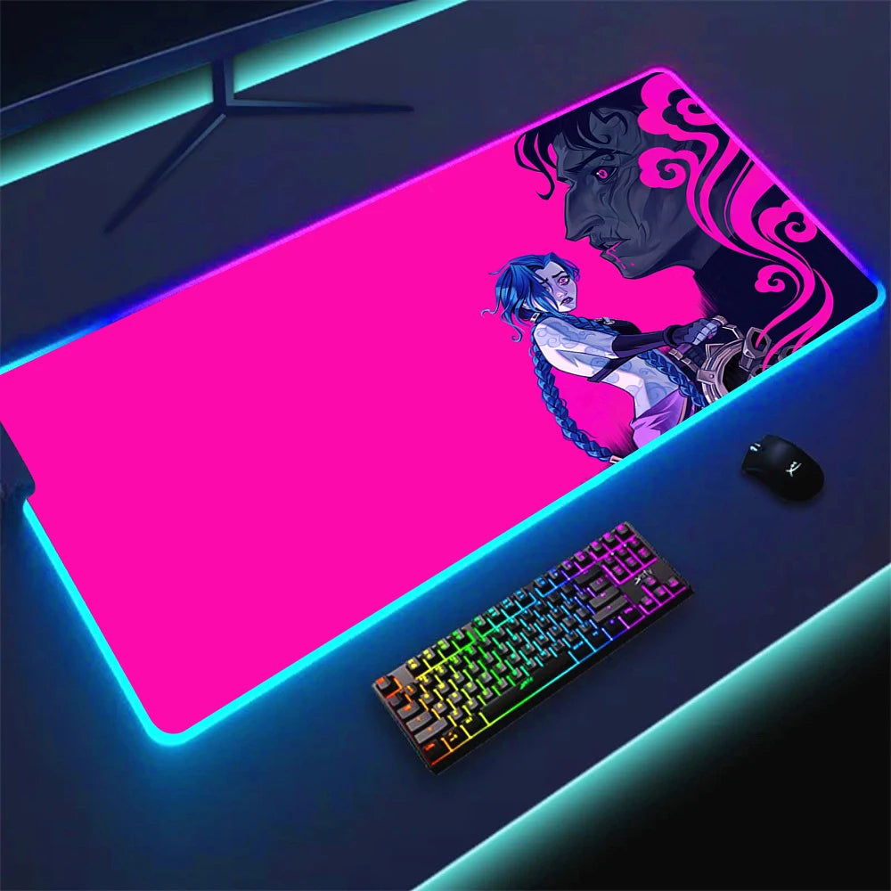 JINX VI RGB Gaming Mouse Pad 900x400mm Anime Arcane Mats League of Legends Gamer Carpet Rug LOL Large Keyboard LED Cool Desk Mat