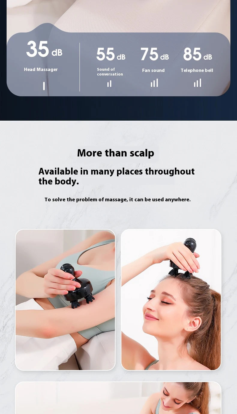 Electric Silicone Scalp Massager Vibration Kneading Head Massager Waterproof Handheld Hair Growth Stimulator Tool