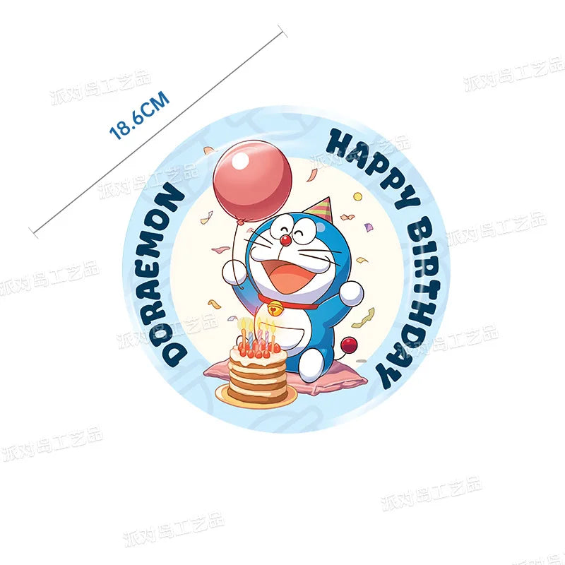 Cute Doraemon series Birthday Party dinnerware Disposable Banner Cake Topper Hanging Flag Doraemon Balloons Birthday Decoration