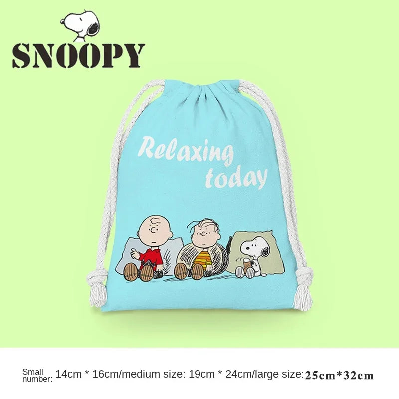 Snoopy Drawstring Bag Reusable Cotton Fabric Storage Bag Cartoon Toiletries Bag Jewelry Bag Candy Bag Gift Bag Party Decoration