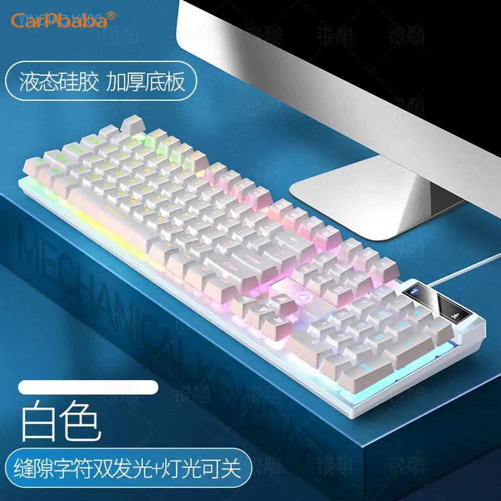 Carpbaba K500 104 Key USB Wired Gaming Keyboard Color Backlit Mechanical Hand Feel Keyboard for Computer Laptop PC Accessories