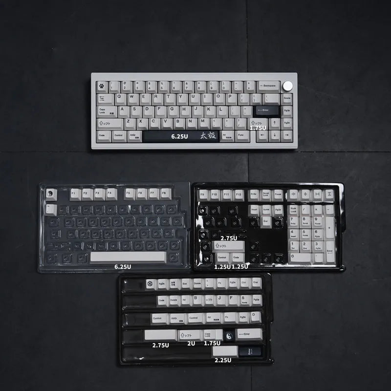 GMK Keycaps Milk White Minimalist Tai Chi English 144 Key PBT keycaps Dye Sublimation Cherry Profile For Mechanical Keyboard 61
