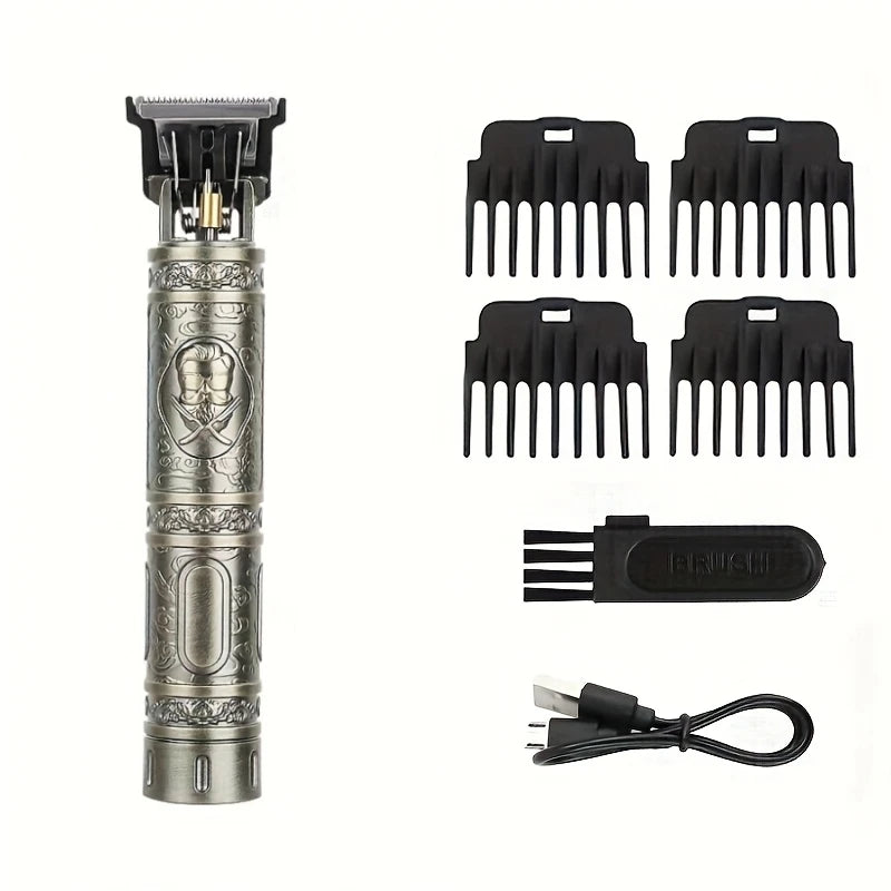 Cordless Hair Clipper for Men, USB Rechargeable, T-Blade Trimmer, Smooth Cutting for Home/Salon, Men's Grooming Kit