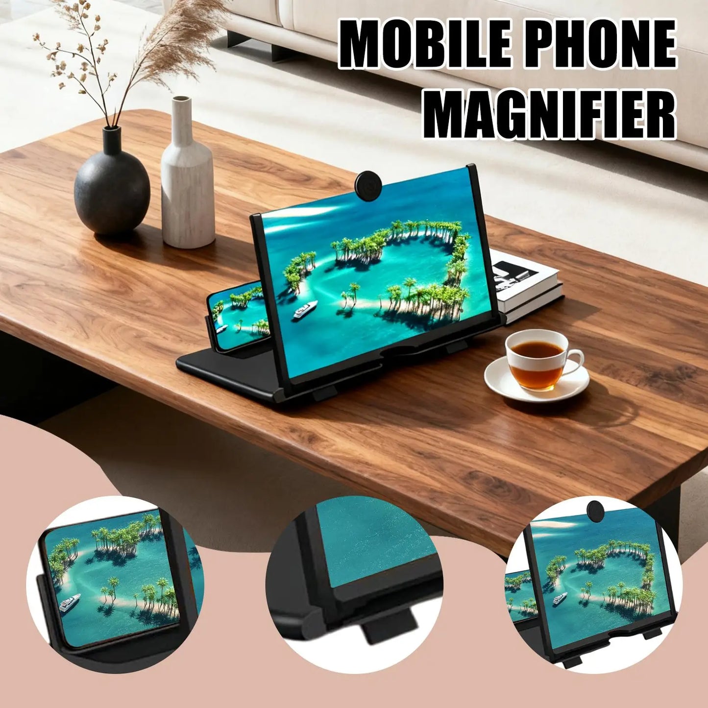10 Inch HD Phone Screen Magnifier Portable Foldable Movie Video Amplifier for Smartphones, Mini Personal Cinema Enlarger