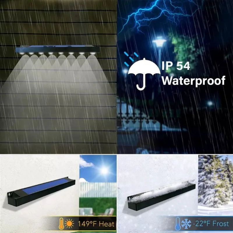 4/8LED Solar Powered Wall Lamp Garden Lamp Outdoor Waterproof Balcony Staircase Fence Atmospheric Decorative Lighting