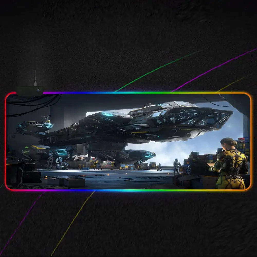 Star Citizen Mouse Pad RGB Gaming Mouse Pad XXL, Extended Surface, Non-Slip, Smooth, LED Lights, Perfect Desk Mat