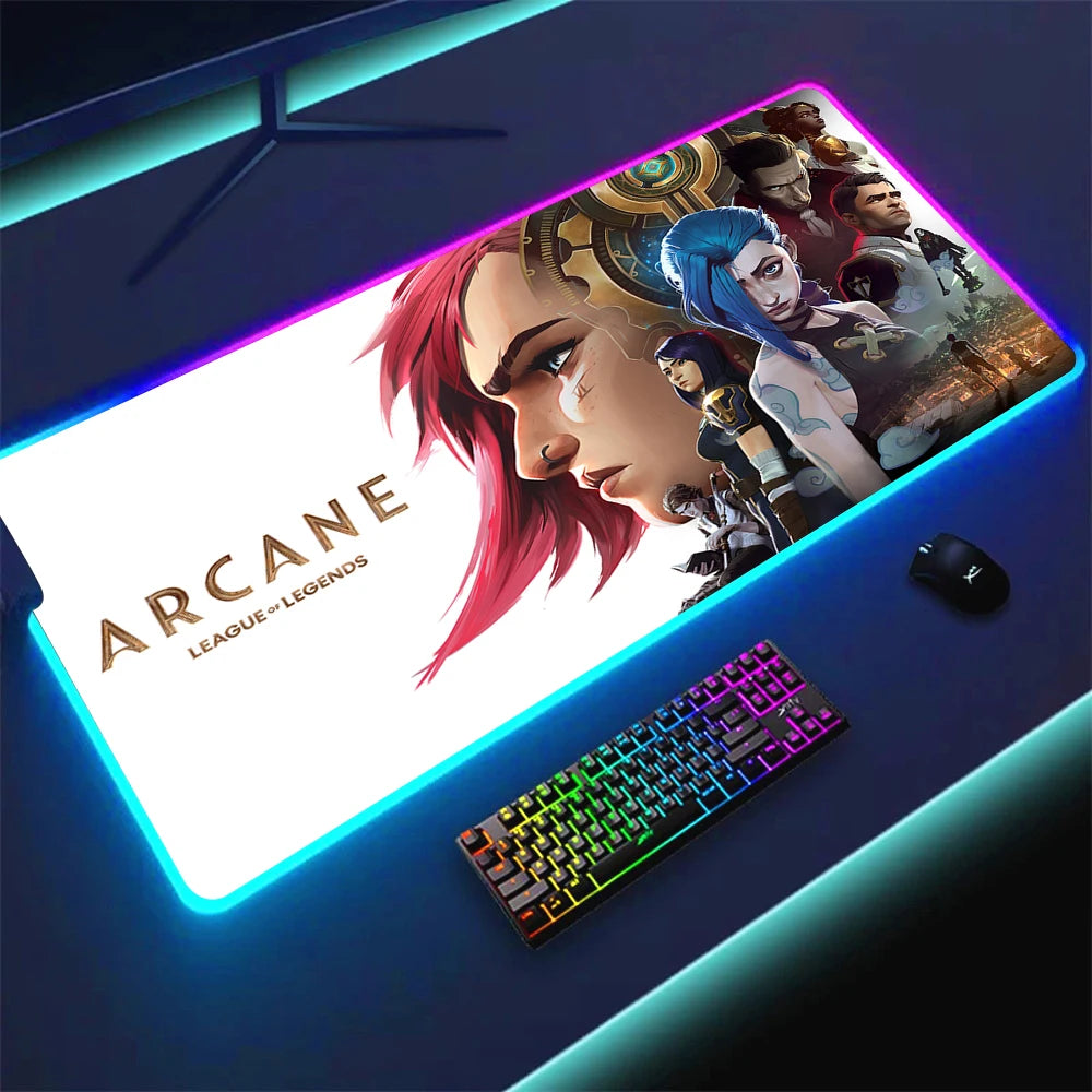 JINX VI RGB Gaming Mouse Pad 900x400mm Anime Arcane Mats League of Legends Gamer Carpet Rug LOL Large Keyboard LED Cool Desk Mat