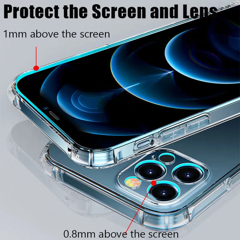 Shockproof Clear Phone Case For iPhone 17 16 15 11 12 13 Pro Max 16 Plus 13 Mini 17 Air Silicone Transparent Soft Cover Case