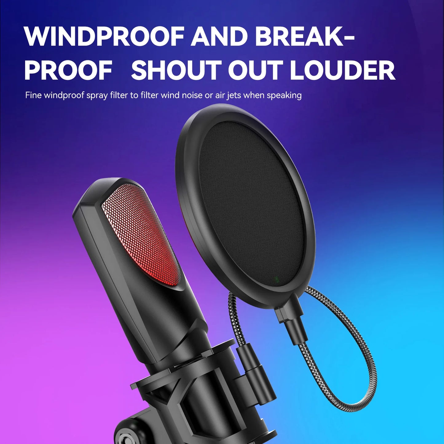 RGB Gaming Condenser Microphone,USB Gaming Microphone Kit for Laptops,PC Podcasts,Gaming,Voiceovers,Vocals & Instruments